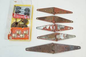 Hinges, wheel casters and swivels