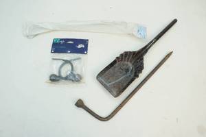Curtain rod and curtain ties, shovel and iron