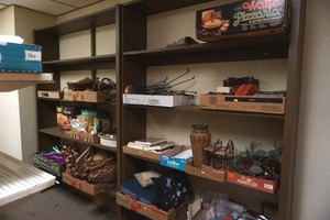 Large assortment of baskets, rugs, glassware and more