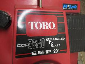 lot 4 image: Toro 20 6.5 Hp Snow Blower Power Curve CCR3650