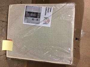 11 Gal. Jumbo Storage Box in Cream Linen (2-Pack) by Household Essentials Customer Returns See Pictures