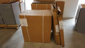 Brand New--Smart Cabinetry--VSB30BPLYA-Squire-Harbor Gray--Lowers--Brand New--Smart Cabinetry--BEP75 Panel-Rockport-Slate--W1836PLYA-Rockfort Stone Uppers