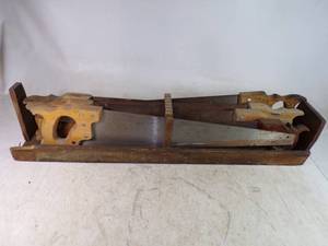 lot 17 image: Vintage Saw Lot With Very Unique Saw Storage Unit