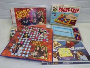 lot 78 image: Lot of Vintage Board Games 1970 Charlies Angles 1960 Booby Trap WOW