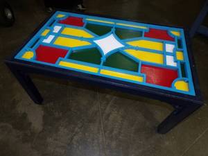 lot 109 image: Hand Painted Colorful Coffee Table