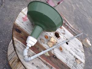 lot 125 image: Green Enamel Light Shade and Post Works