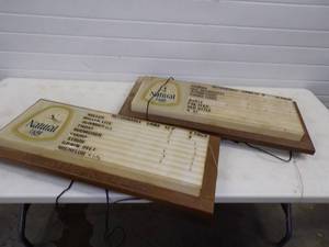 lot 143 image: 2 Vintage Natural Light Beer Menu Boards Clock works on one Lights work on the other