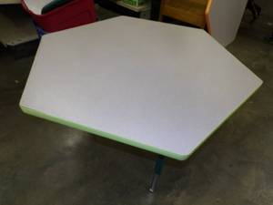 lot 179 image: Green Adjustable Legged Fantastic Never assembled School Table