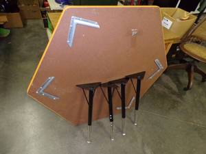 lot 180 image: Orange Adjustable Legged Fantastic Never assembled School Table