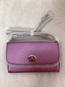 Coach F22828 Metallic Leather Chain Cross-body