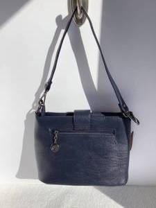 Womens Navy Blue Leather Handbag, Purse