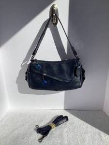 Womens Leather Cross-body - Navy Blue