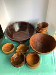 Large Lot of Wooden Bowls - Assorted Sized