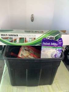 Over Flowing Bin of Painting Supplies