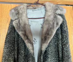 lot 52 image: Curly Lamb Coat with a Mink Collar