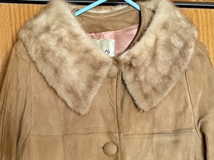 lot 55 image: Foyers Suede Coat with a Mink Collar