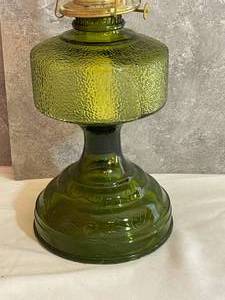 lot 181 image: Vintage Green Glass Base Oil Lantern