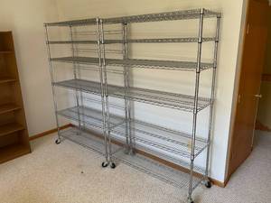 lot 191 image: 2 Rolling Metal Six Feet 6 Shelf Storage Racks