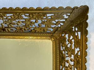 lot 266 image: Ornate Vintage Brass Mirror Tray