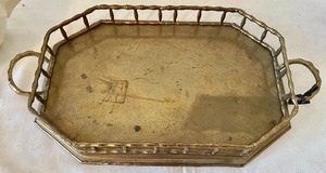 lot 407 image: Brass Tray, Teapot and Clock