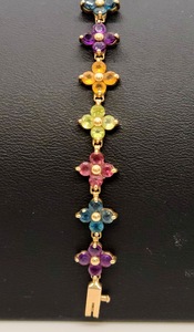 lot 492 image: 14K Gold and Semi Precious Gem Bracelet