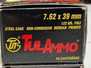 lot 117 image: (40) Rounds Of TulAmmo 7.62x39mm 12...