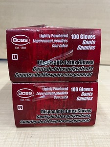 (2) Boxes Of Disposable Latex Gloves -- (100) Gloves Per Box -- Size Large