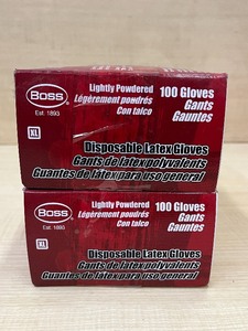 (2) Boxes Of Disposable Latex Gloves -- (100) Gloves Per Box -- Size X-Large