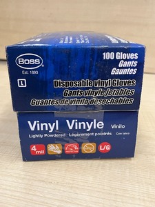 (2) Boxes Of Disposable Vinyl Gloves -- (100) Gloves Per Box -- Size Large