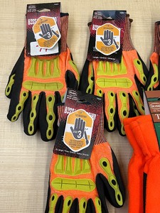 Lot Of (4) Pairs Of Size XL Boss Barbarian Cut-Resistant Gloves & (1) Pair Of Size Large Blaze Orange Gloves