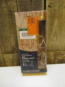 lot 53 image: Hampton Bay 12 ft. 10-Light Battery Operated Metal Indoor Integrated LED String Lights