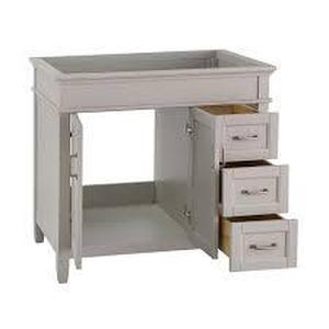 lot 82 image: Ashburn 36 in. W x 21.75 in. D Vanity Cabinet in Grey - NEW