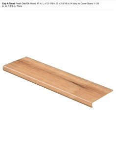 Cap A Tread Fresh OakElk Wood 47 in. L x 12-18 in. D x 2-316 in. H Vinyl to Cover Stairs 1-18 in. to 1-34 in. Thick. See Pictures