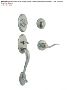 Kwikset Antique Bronze & Satin Nickel Cylinder Door Handle Set with Lever Featuring Smart Key. See Pictures