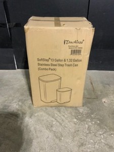 iTouchless 13 Gal. and 1.32 Gallon SoftStep Stainless Steel Step Trash Can Combo Set for Kitchen and Bathroom, Removable Bucket. See Pictures