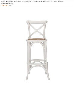 Home Decorators Collection Mavery Ivory Wood Bar Stool with Woven Seat and Cross Back (18 in. W x 43.7 in. H). See Pictures