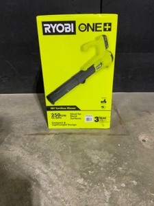 RYOBI ONE 18V 90 MPH 250 CFM Cordless Battery Leaf Blower with 4.0 Ah Battery and Charger. See Pictures