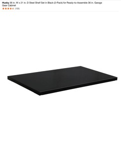 Husky 36 in. W x 21 in. D Steel Shelf Set in Black (2-Pack) for Ready-to-Assemble 36 in. Garage Gear Cabinet. See Pictures