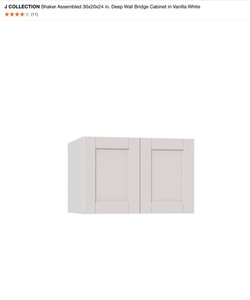 J COLLECTION Shaker Assembled 30x20x24 in. Deep Wall Bridge Cabinet in Vanilla White. See Pictures