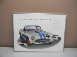 lot 3 image: VINTAGE 1993 AIR ARTS 207  4000 1957 SEBRING CORVETTE - PROFESSIONALLY FRAMED SPECS - VERY COOL PIECE - APPROX 26 BY 20 - SEE PICTURES