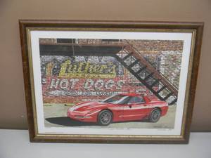 lot 5 image: Dana Forrester AWS A PAIR OF HOT DOGS - GREAT PIECE - 28  700 SIGNED ARTWORK - PROFESSIONALLY FRAMED - APPROX 20 BY 15 - SEE PICTURES