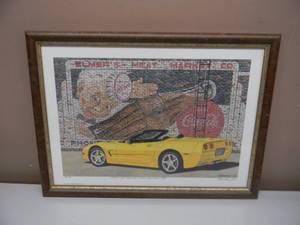 lot 11 image: Dana Forrester AWS CocaCola Corvette - GREAT PIECE - 60  700 SIGNED ARTWORK - PROFESSIONALLY FRAMED - APPRO7 20 BY 15 - SEE PICTURES