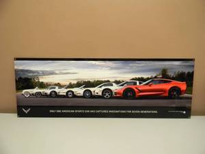 lot 24 image: Chevrolet Corvette GENERATIONS PHOTO STEEL (HEAVY) PORCELAIN METAL ART SIGN - APPROX 35x12 - NICE - SEE PICTURES
