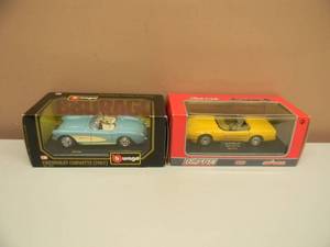 lot 44 image: MAJORETTE 124 SCALE DIECAST CHEVROLET CORVETTE ROADSTER & BURAGO 1957 CHEVROLET CORVETTE - NEW IN THE BOX - SEE PICTURES