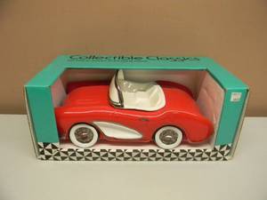 lot 75 image: COLLECTIBLE CLASSICS RED CORVETTE CANDY DISH  COOKIE JAR - NICE - IN BOX - SEE PICTURES