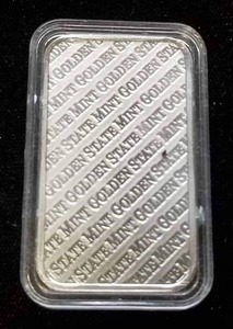 lot 09 image: 1 TROY OZ .999 FINE SILVER BAR GOLDEN STATE MINT