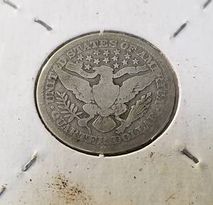 lot 19 image: 1916 US BARBER SILVER QUARTER