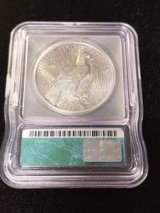 lot 22 image: 1925 PEACE SILVER DOLLAR AU58 ICG