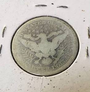 lot 25 image: 1915 BARBER SILVER QUARTER