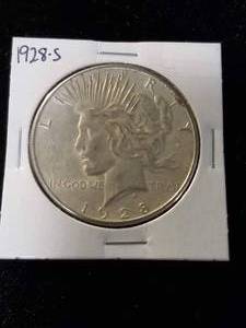 lot 34 image: 1928-S PEACE SILVER DOLLAR AU
